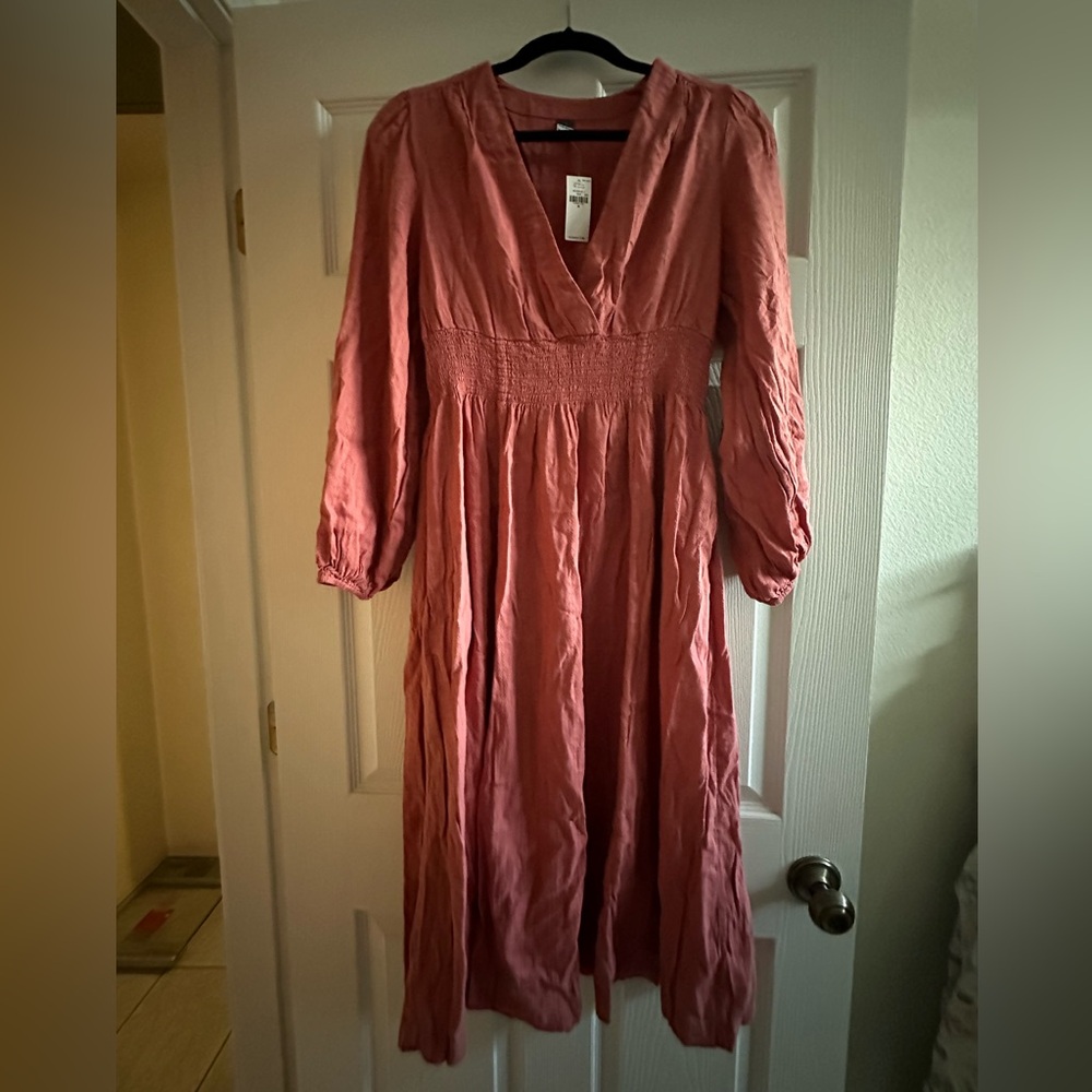 Pink-Mauve long sleeve midi dress